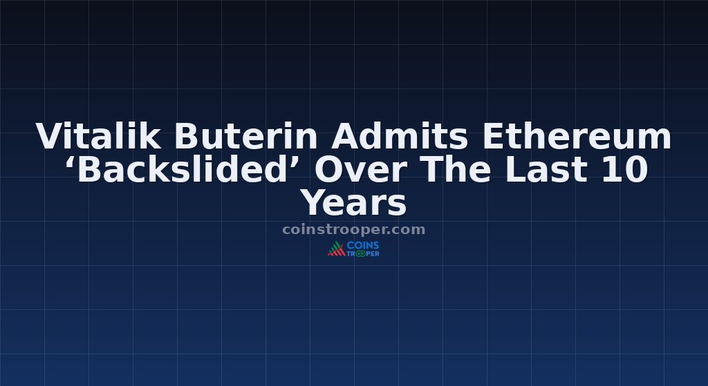 Vitalik Buterin Admits Ethereum ‘Backslided’ Over The Last 10 Years
