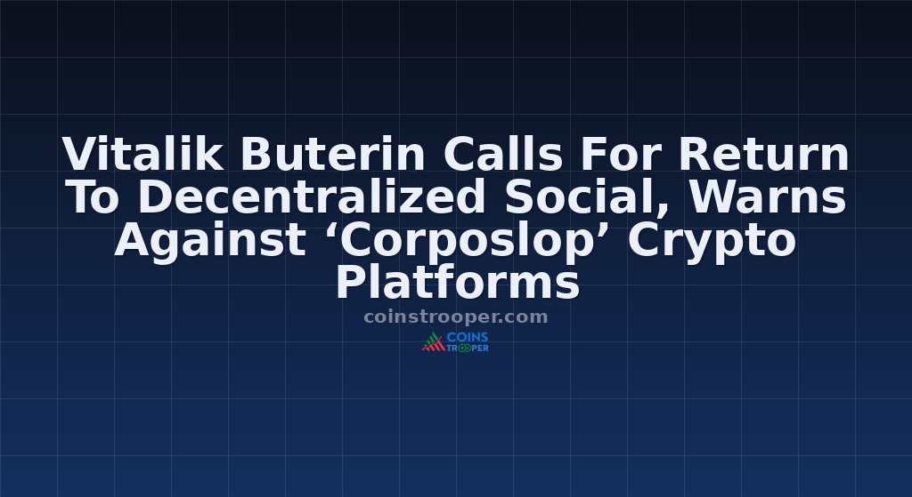 Vitalik Buterin Calls For Return To Decentralized Social, Warns Against ‘Corposlop’ Crypto Platforms