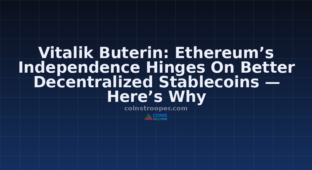 Vitalik Buterin: Ethereum’s Independence Hinges On Better Decentralized Stablecoins — Here’s Why