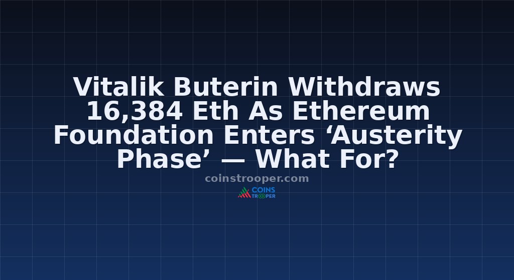 Vitalik Buterin Withdraws 16,384 Eth As Ethereum Foundation Enters ‘Austerity Phase’ — What For?