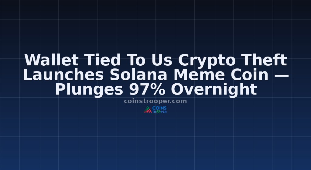 Wallet Tied To Us Crypto Theft Launches Solana Meme Coin — Plunges 97% Overnight
