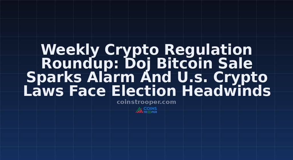 Weekly Crypto Regulation Roundup: Doj Bitcoin Sale Sparks Alarm And U.s. Crypto Laws Face Election Headwinds