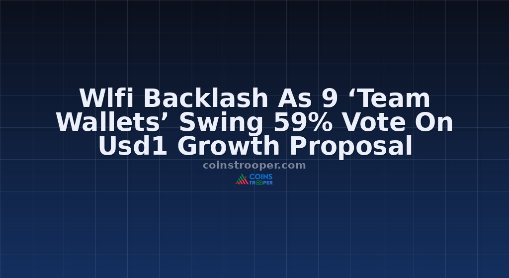Wlfi Backlash As 9 ‘Team Wallets’ Swing 59% Vote On Usd1 Growth Proposal