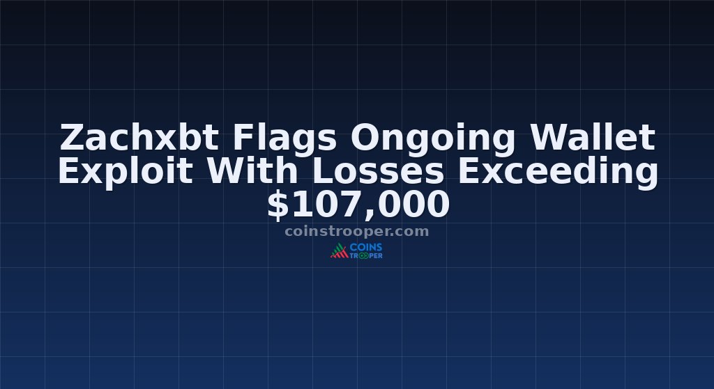 Zachxbt Flags Ongoing Wallet Exploit With Losses Exceeding $107,000