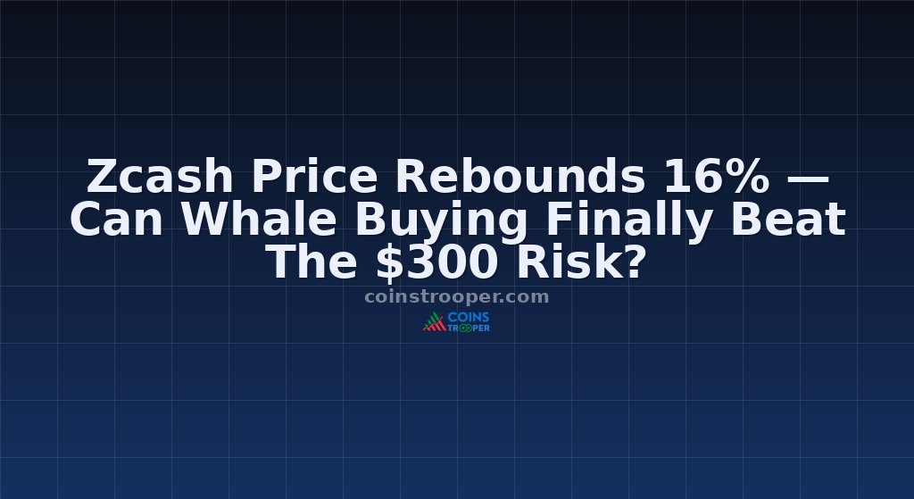 Zcash Price Rebounds 16% — Can Whale Buying Finally Beat The $300 Risk?