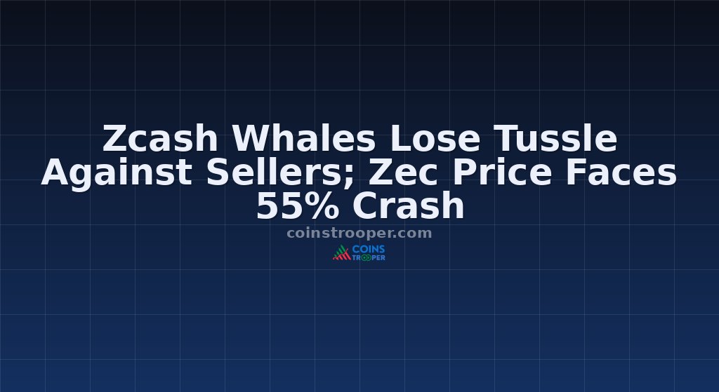 Zcash Whales Lose Tussle Against Sellers; Zec Price Faces 55% Crash
