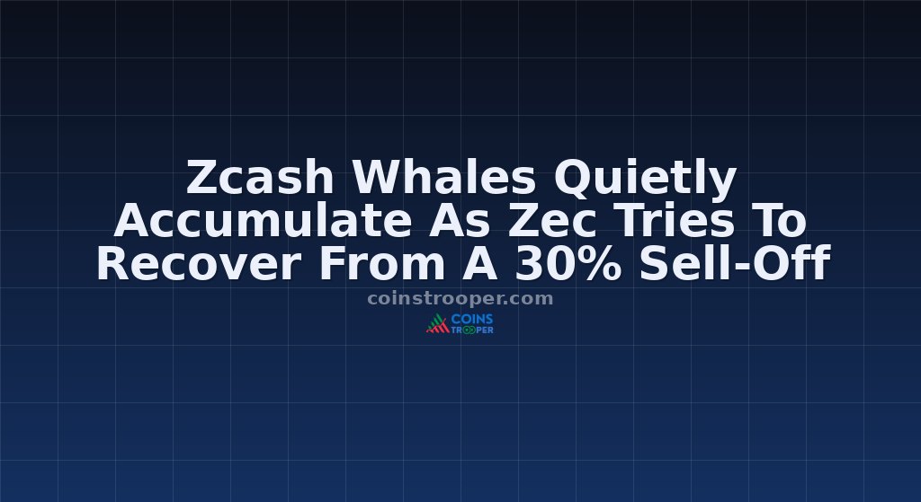 Zcash Whales Quietly Accumulate As Zec Tries To Recover From A 30% Sell-Off