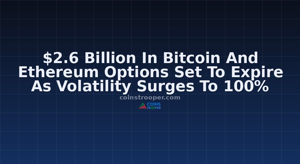 $2.6 Billion In Bitcoin And Ethereum Options Set To Expire As Volatility Surges To 100%