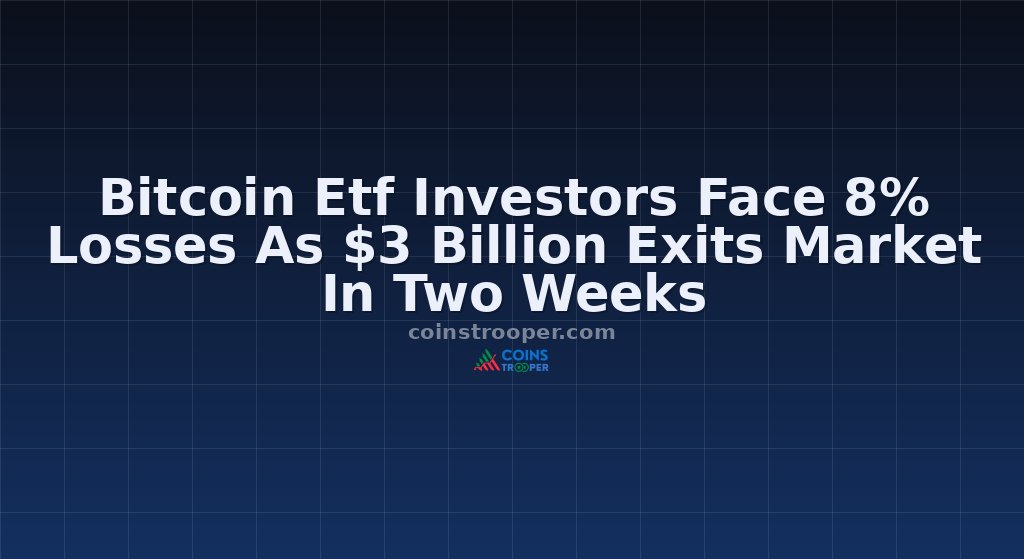 Bitcoin Etf Investors Face 8% Losses As $3 Billion Exits Market In Two Weeks
