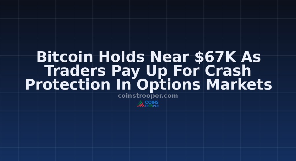 Bitcoin Holds Near $67K As Traders Pay Up For Crash Protection In Options Markets