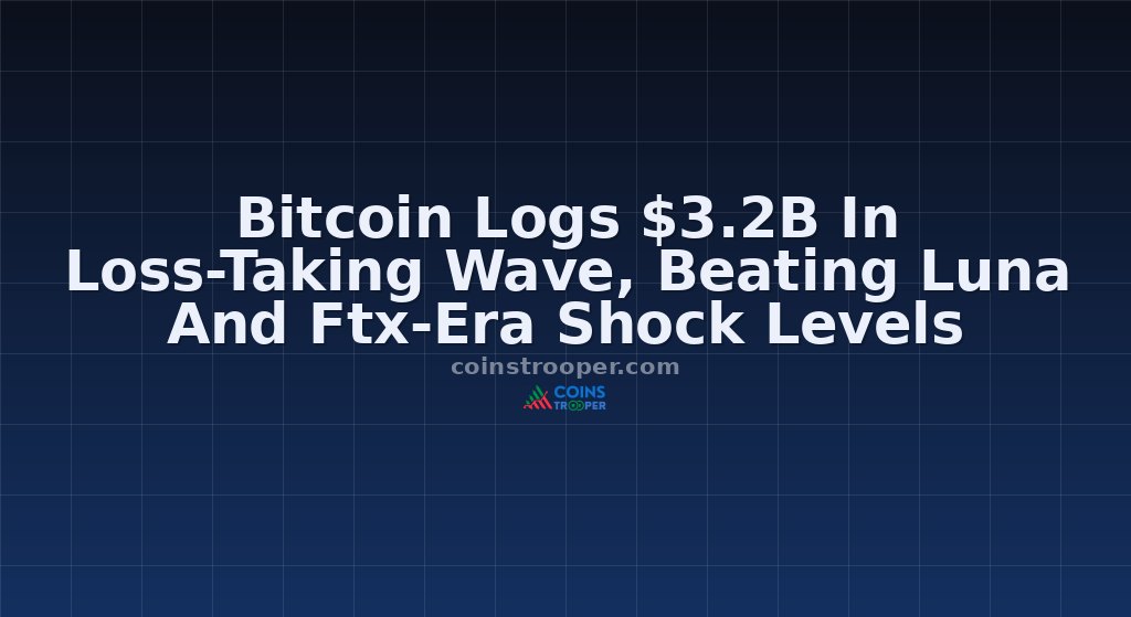 Bitcoin Logs $3.2B In Loss-Taking Wave, Beating Luna And Ftx-Era Shock Levels