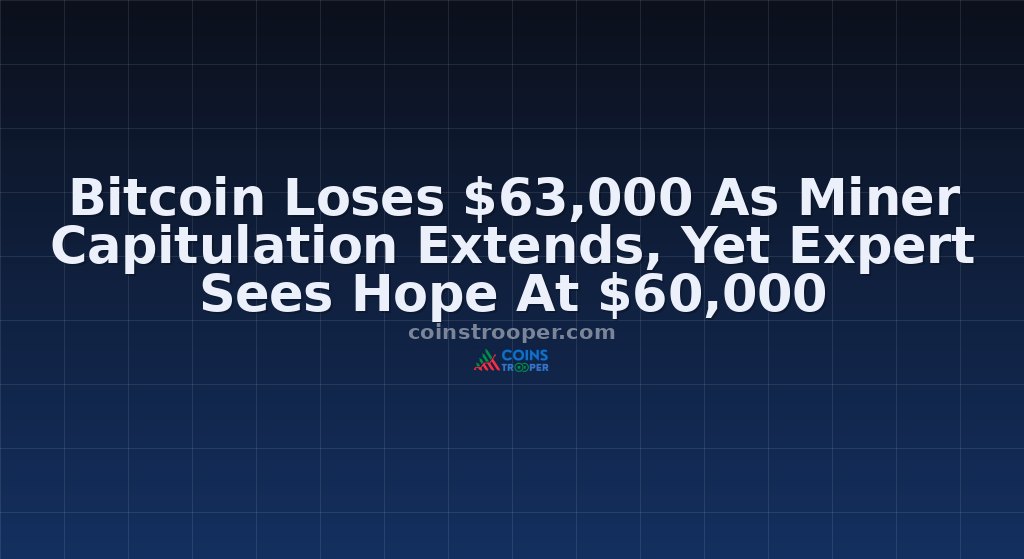 Bitcoin Loses $63,000 As Miner Capitulation Extends, Yet Expert Sees Hope At $60,000