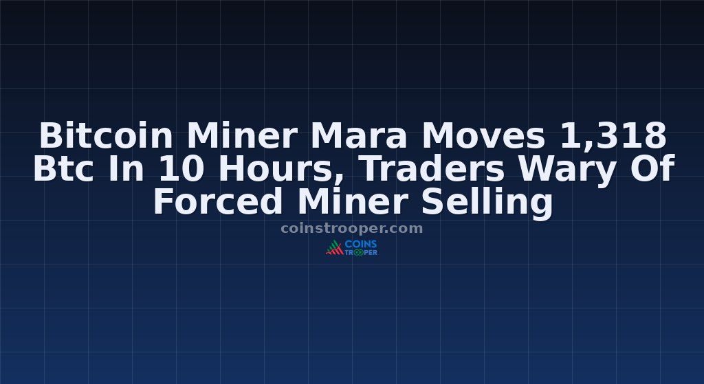 Bitcoin Miner Mara Moves 1,318 Btc In 10 Hours, Traders Wary Of Forced Miner Selling