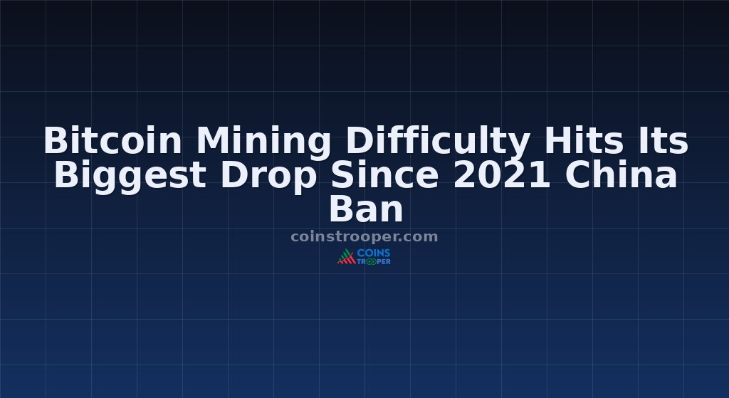 Bitcoin Mining Difficulty Hits Its Biggest Drop Since 2021 China Ban