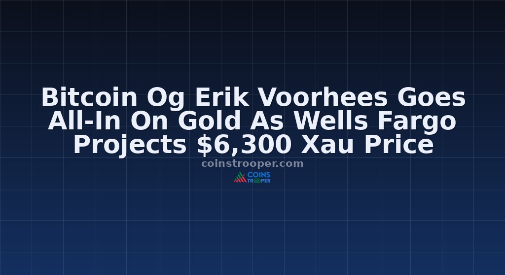 Bitcoin Og Erik Voorhees Goes All-In On Gold As Wells Fargo Projects $6,300 Xau Price