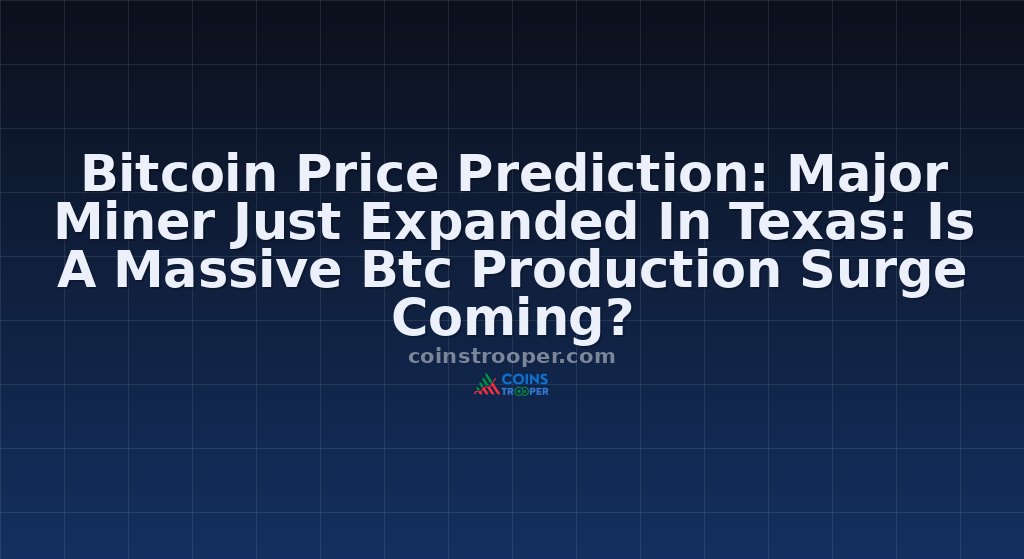 Bitcoin Price Prediction: Major Miner Just Expanded In Texas: Is A Massive Btc Production Surge Coming?