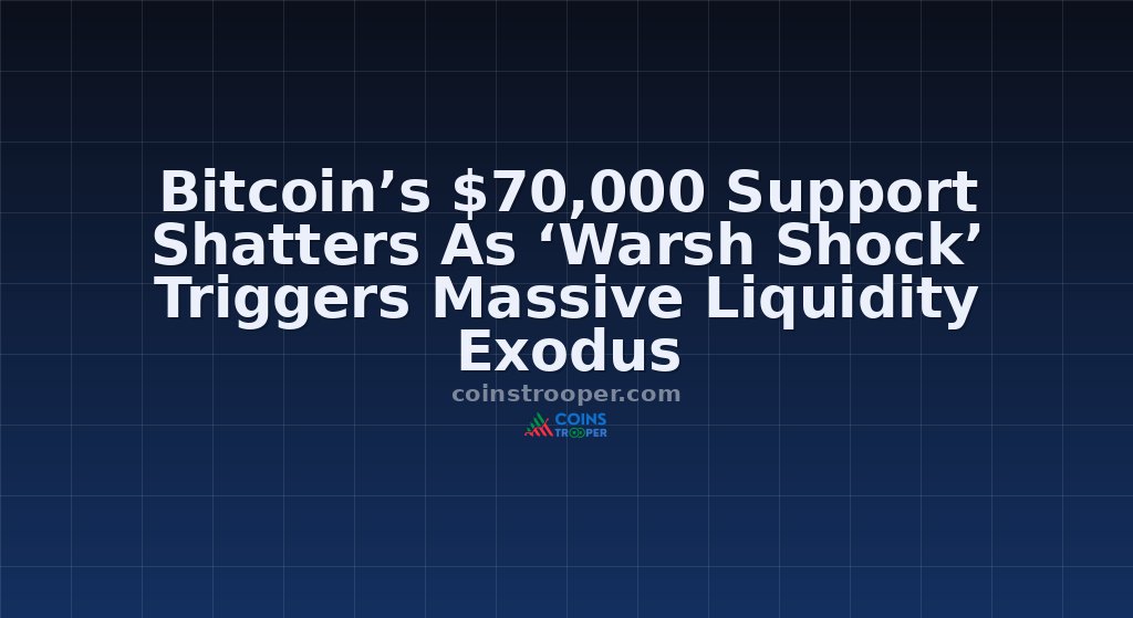 Bitcoin’s $70,000 Support Shatters As ‘Warsh Shock’ Triggers Massive Liquidity Exodus