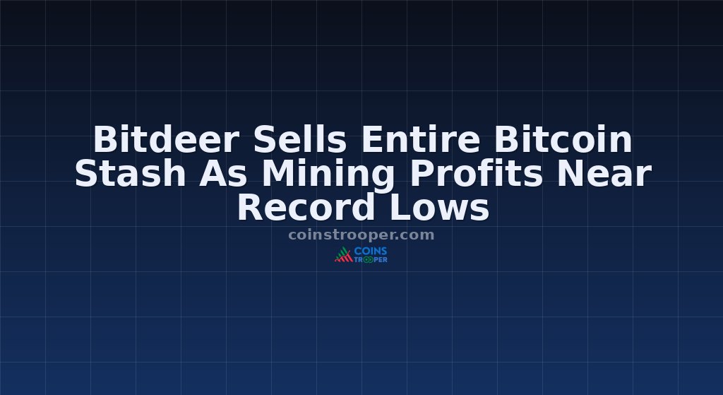 Bitdeer Sells Entire Bitcoin Stash As Mining Profits Near Record Lows