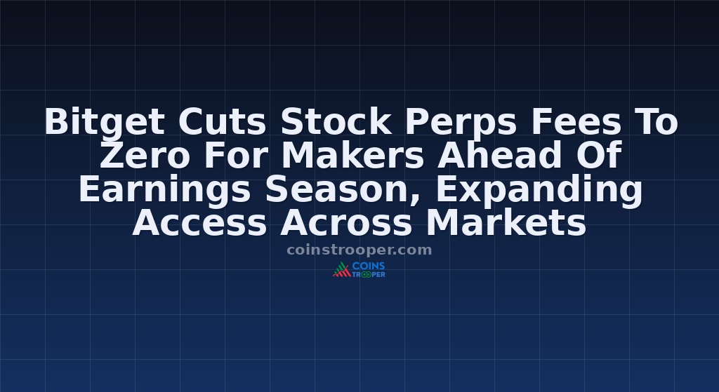 Bitget Cuts Stock Perps Fees To Zero For Makers Ahead Of Earnings Season, Expanding Access Across Markets
