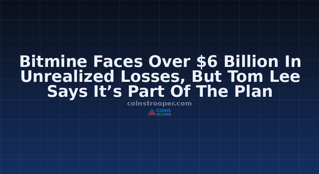 Bitmine Faces Over $6 Billion In Unrealized Losses, But Tom Lee Says It’s Part Of The Plan