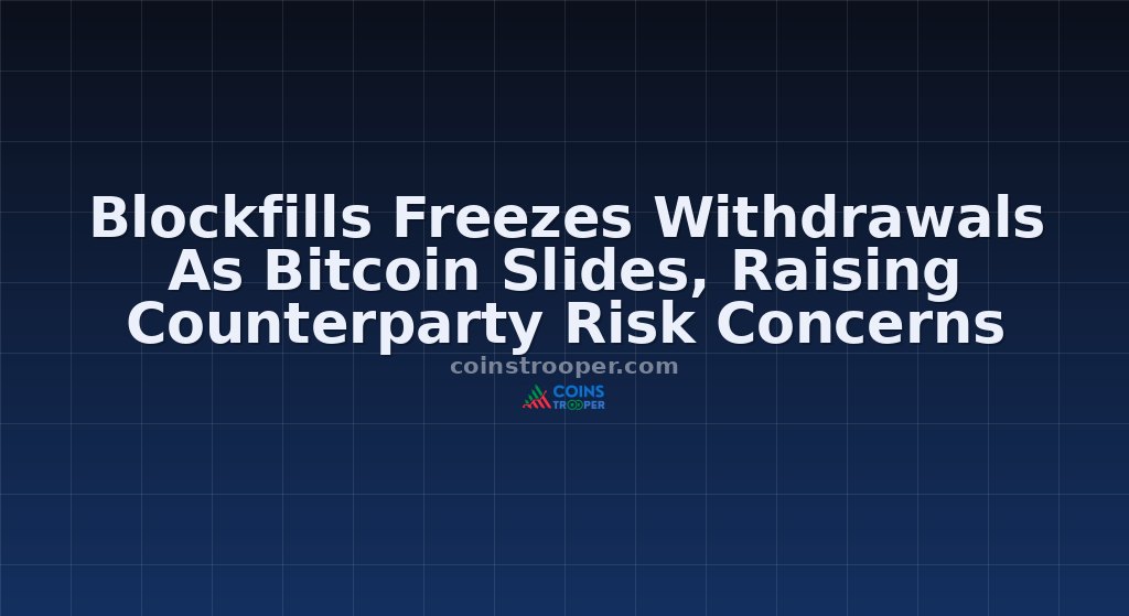 Blockfills Freezes Withdrawals As Bitcoin Slides, Raising Counterparty Risk Concerns