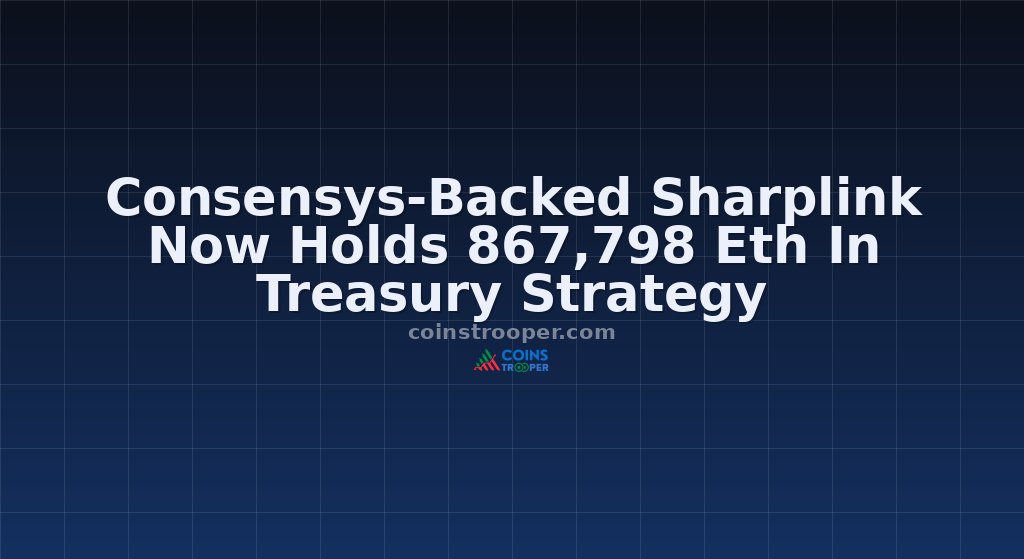 Consensys-Backed Sharplink Now Holds 867,798 Eth In Treasury Strategy