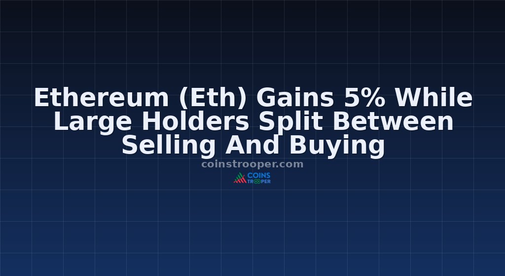 Ethereum (Eth) Gains 5% While Large Holders Split Between Selling And Buying