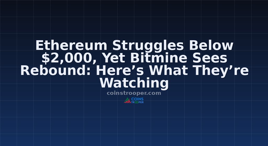 Ethereum Struggles Below $2,000, Yet Bitmine Sees Rebound: Here’s What They’re Watching