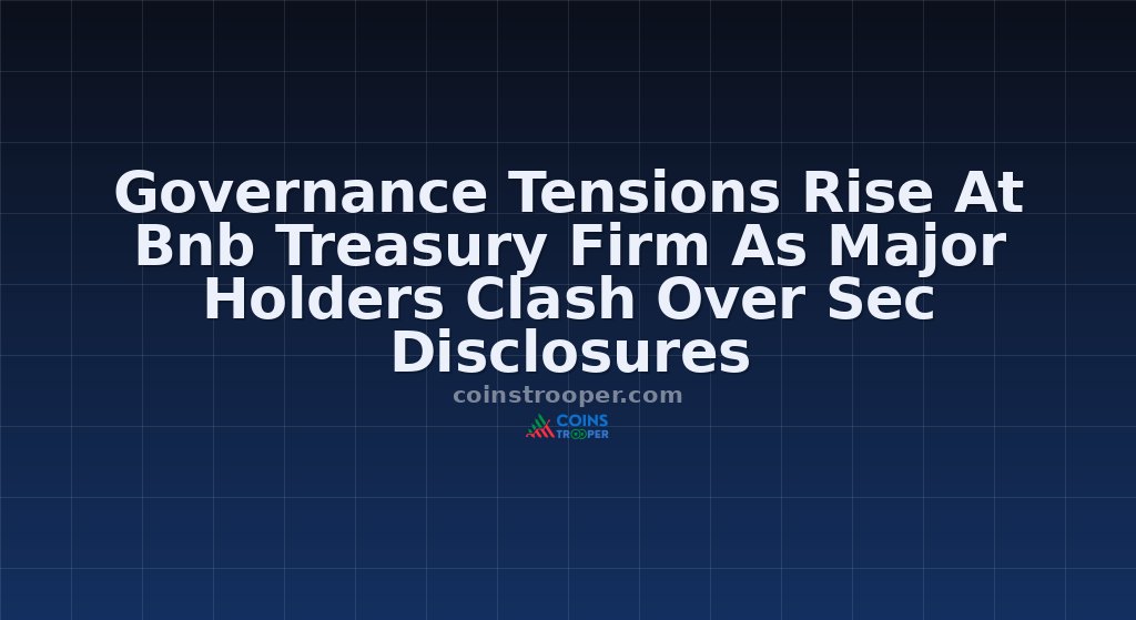 Governance Tensions Rise At Bnb Treasury Firm As Major Holders Clash Over Sec Disclosures