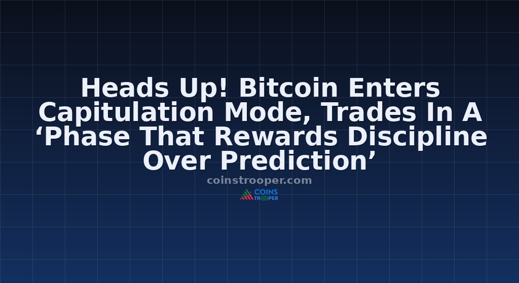 Heads Up! Bitcoin Enters Capitulation Mode, Trades In A ‘Phase That Rewards Discipline Over Prediction’