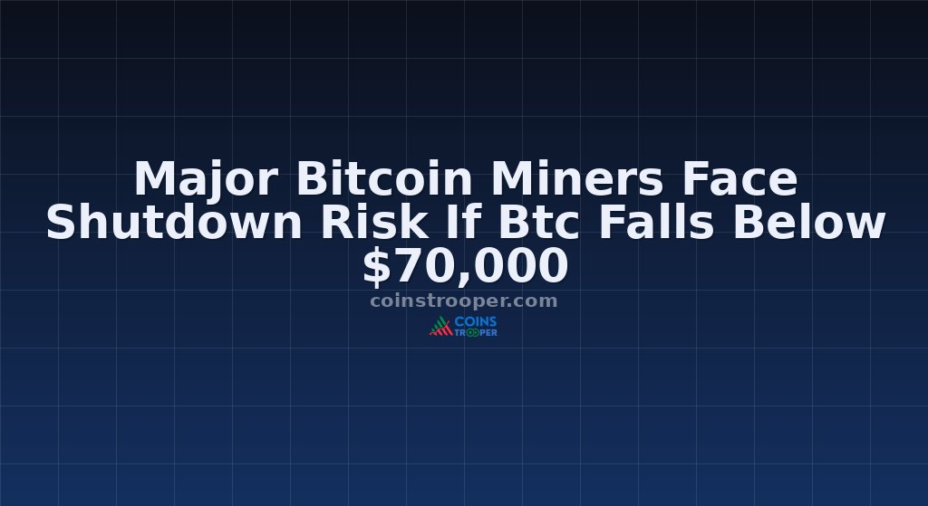 Major Bitcoin Miners Face Shutdown Risk If Btc Falls Below $70,000