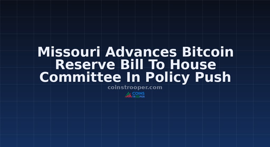 Missouri Advances Bitcoin Reserve Bill To House Committee In Policy Push
