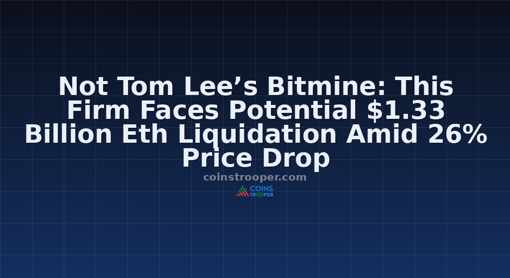 Not Tom Lee’s Bitmine: This Firm Faces Potential $1.33 Billion Eth Liquidation Amid 26% Price Drop