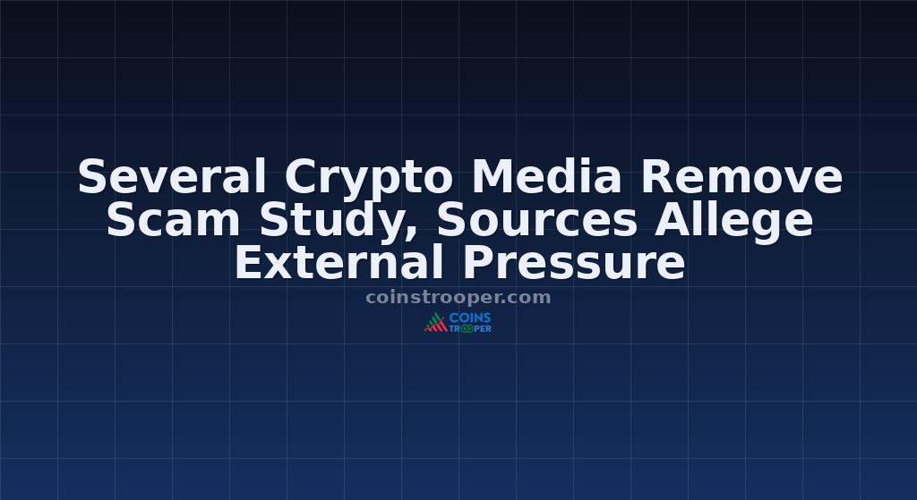 Several Crypto Media Remove Scam Study, Sources Allege External Pressure