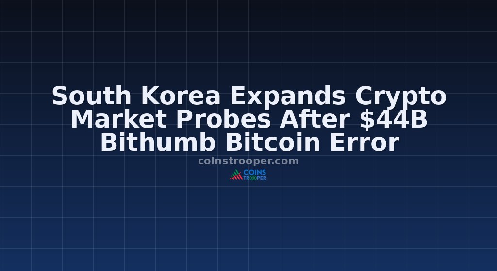 South Korea Expands Crypto Market Probes After $44B Bithumb Bitcoin Error