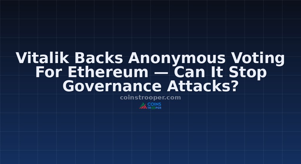 Vitalik Backs Anonymous Voting For Ethereum — Can It Stop Governance Attacks?
