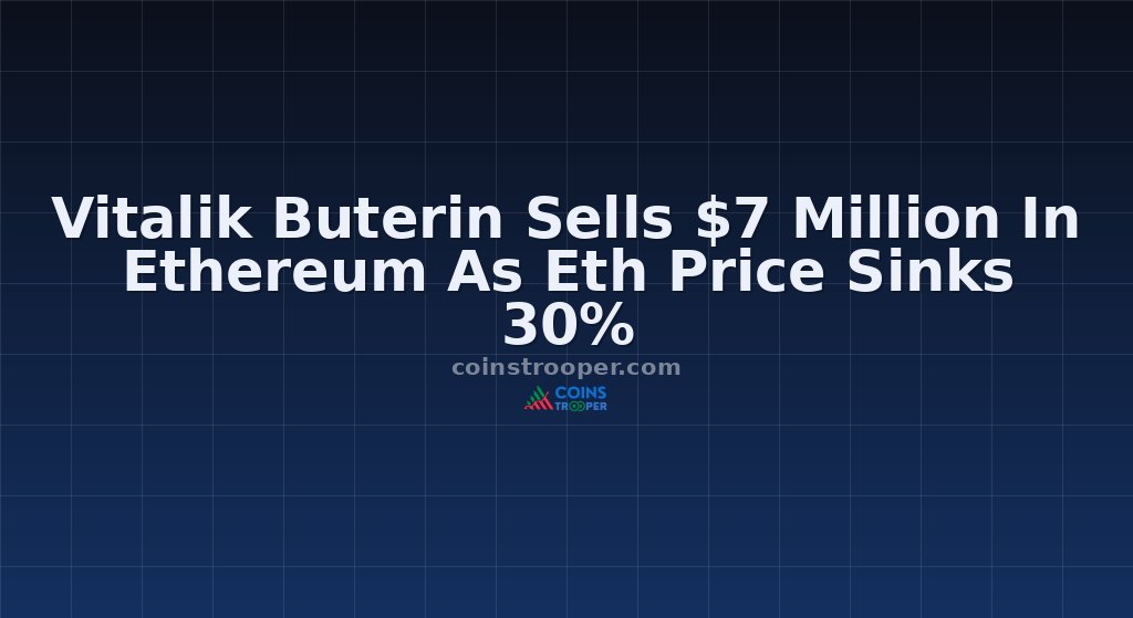 Vitalik Buterin Sells $7 Million In Ethereum As Eth Price Sinks 30%