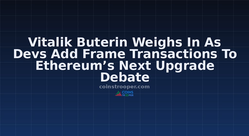Vitalik Buterin Weighs In As Devs Add Frame Transactions To Ethereum’s Next Upgrade Debate