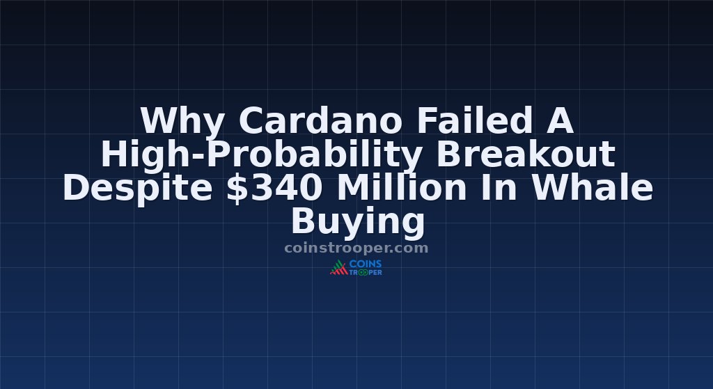 Why Cardano Failed A High-Probability Breakout Despite $340 Million In Whale Buying