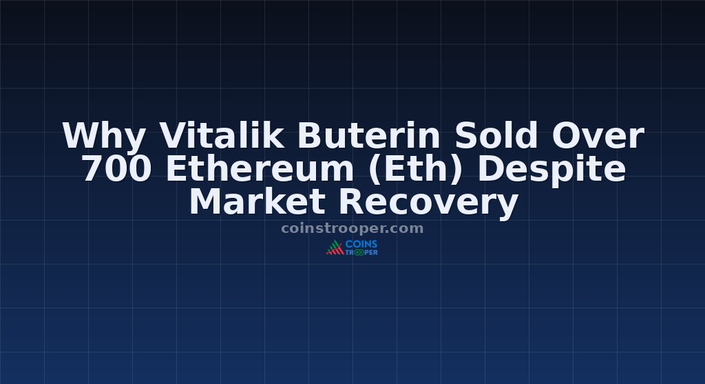 Why Vitalik Buterin Sold Over 700 Ethereum (Eth) Despite Market Recovery