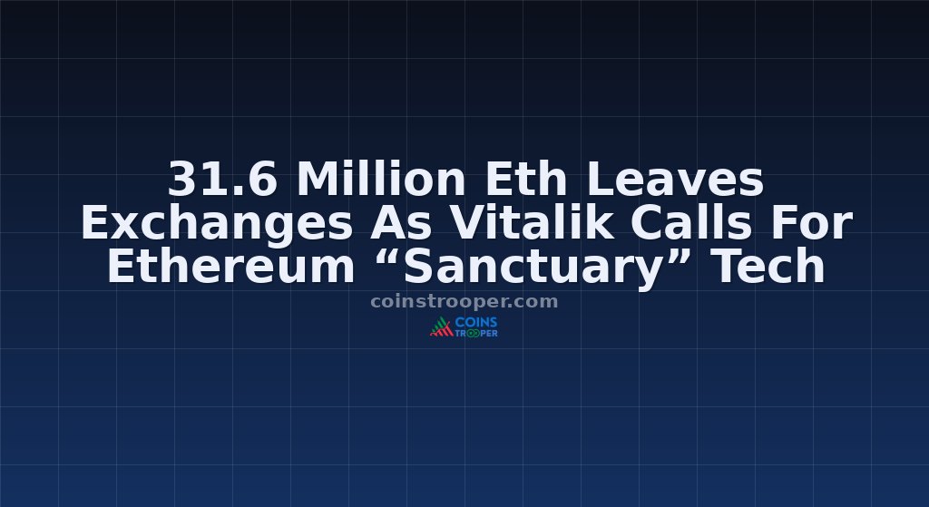 31.6 Million Eth Leaves Exchanges As Vitalik Calls For Ethereum “Sanctuary” Tech