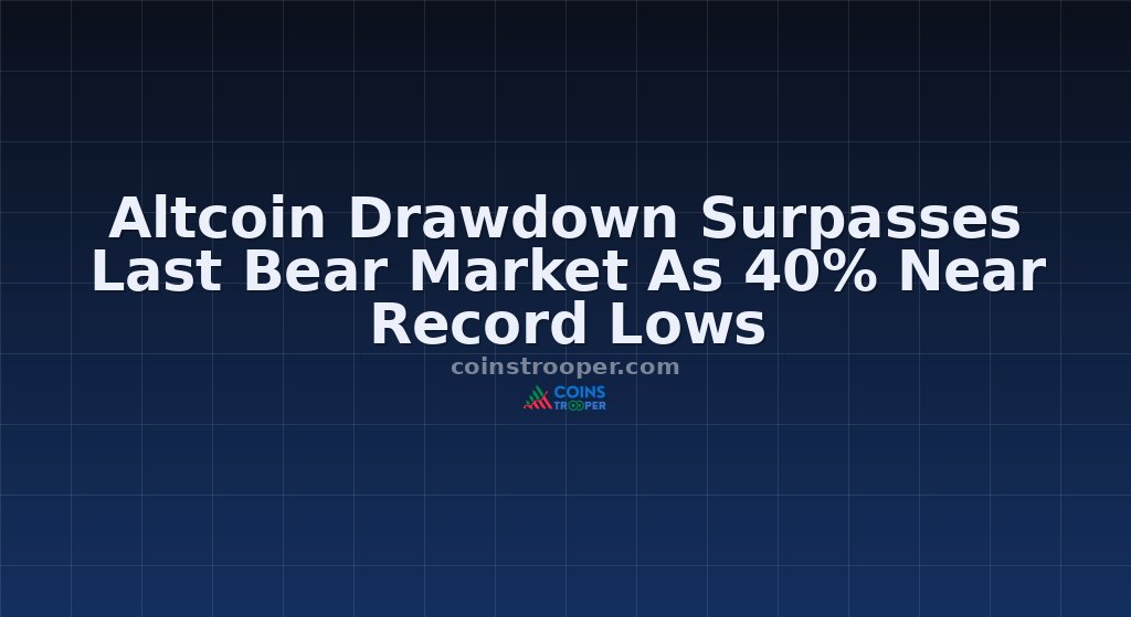 Altcoin Drawdown Surpasses Last Bear Market As 40% Near Record Lows