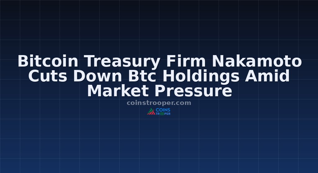 Bitcoin Treasury Firm Nakamoto Cuts Down Btc Holdings Amid Market Pressure