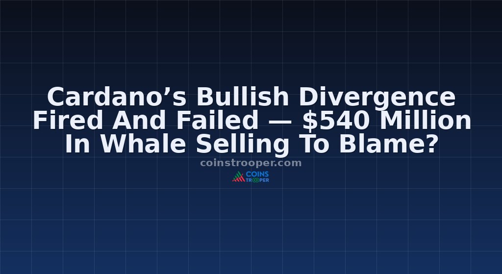 Cardano’s Bullish Divergence Fired And Failed — $540 Million In Whale Selling To Blame?