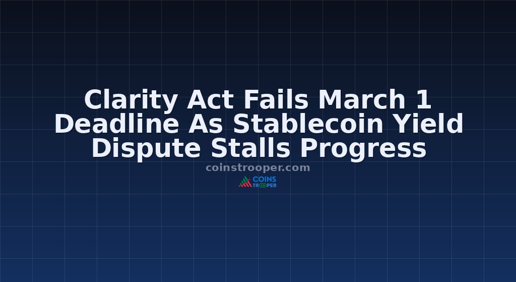 Clarity Act Fails March 1 Deadline As Stablecoin Yield Dispute Stalls Progress