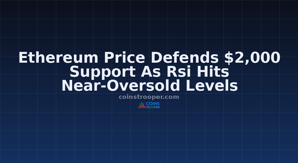 Ethereum Price Defends $2,000 Support As Rsi Hits Near-Oversold Levels