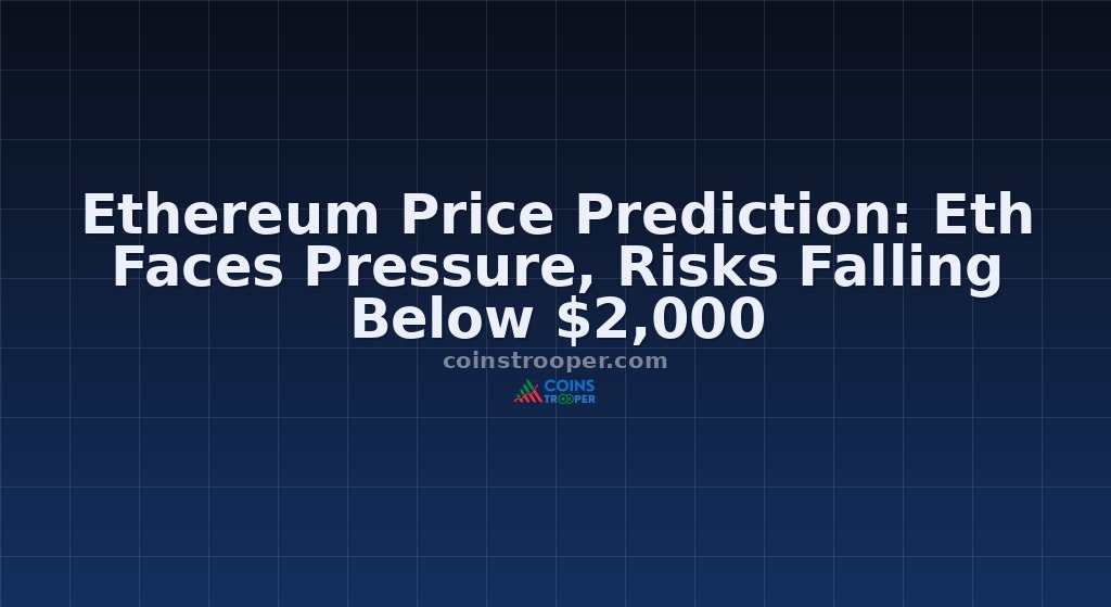 Ethereum Price Prediction: Eth Faces Pressure, Risks Falling Below $2,000