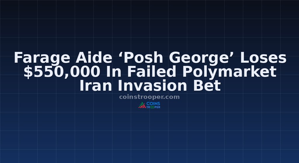 Farage Aide ‘Posh George’ Loses $550,000 In Failed Polymarket Iran Invasion Bet
