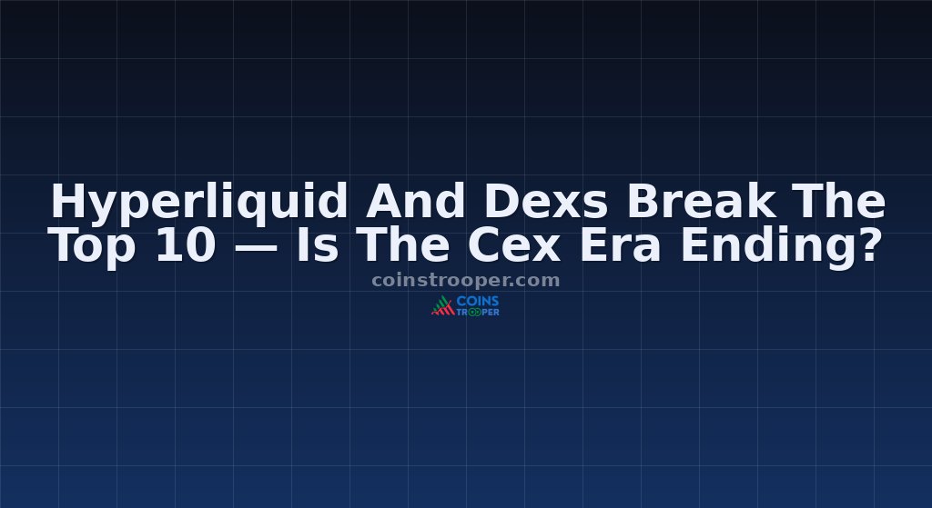 Hyperliquid And Dexs Break The Top 10 — Is The Cex Era Ending?