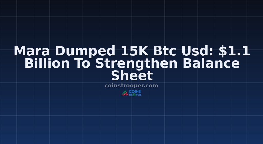 Mara Dumped 15K Btc Usd: $1.1 Billion To Strengthen Balance Sheet